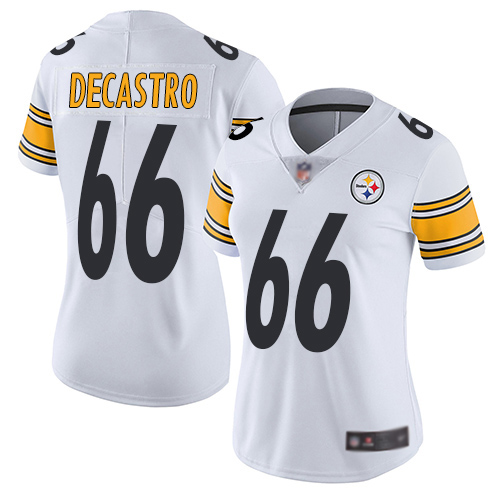 Women Pittsburgh Steelers Football #66 Limited White David DeCastro Road Vapor Untouchable Nike NFL Jersey